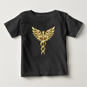 Gold Polygonal Symbol Caduceus Baby T-shirt