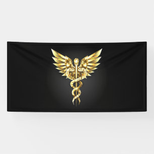 Gold Polygonal Symbol Caduceus Banner
