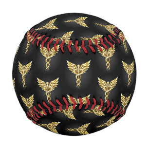Gold Polygonal Symbol Caduceus Baseball