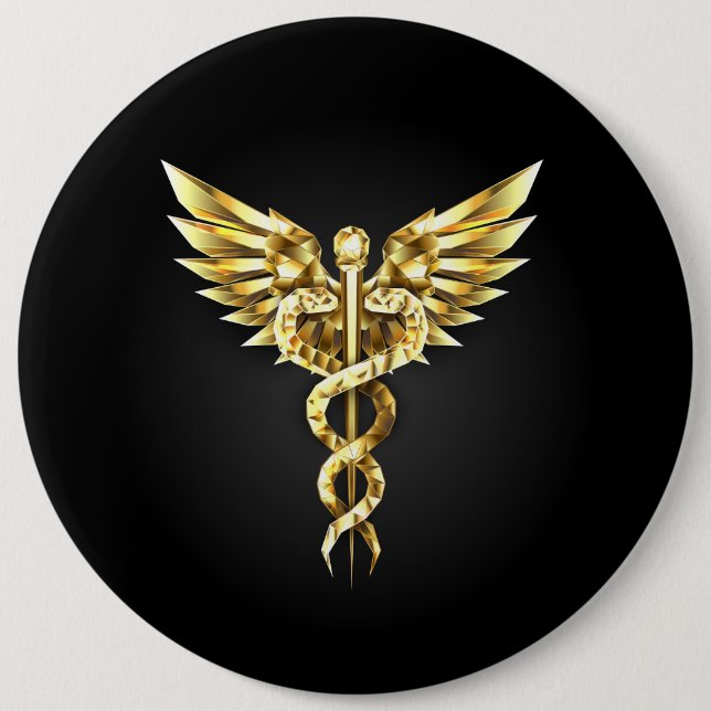 Gold Polygonal Symbol Caduceus Button (Vorderseite)