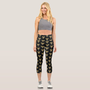 Gold Polygonal Symbol Caduceus Capri Leggings