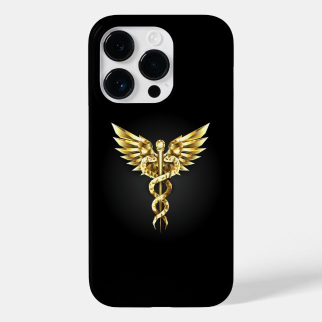 Gold Polygonal Symbol Caduceus Case-Mate iPhone Hülle (Rückseite)
