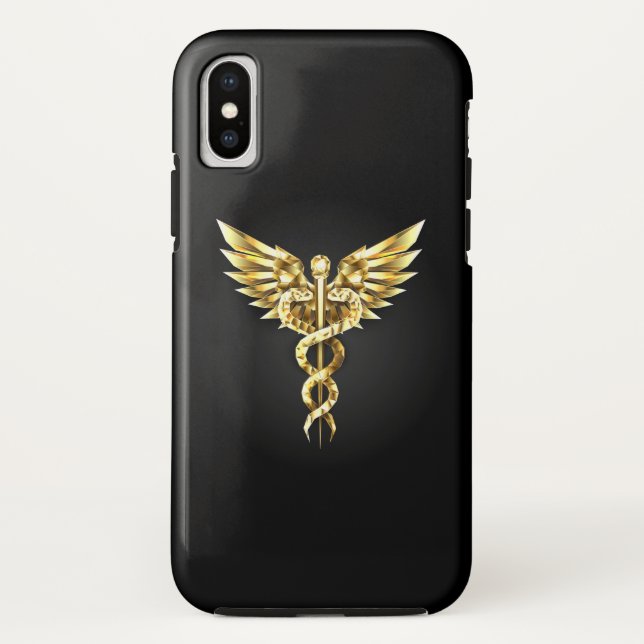 Gold Polygonal Symbol Caduceus Case-Mate iPhone Hülle (Rückseite)