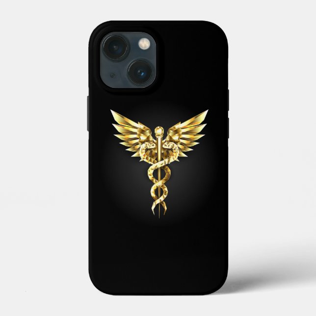 Gold Polygonal Symbol Caduceus Case-Mate iPhone Hülle (Rückseite)