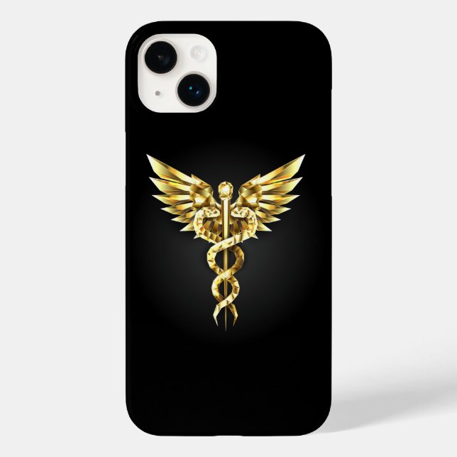 Gold Polygonal Symbol Caduceus Case-Mate iPhone Hülle (Rückseite)