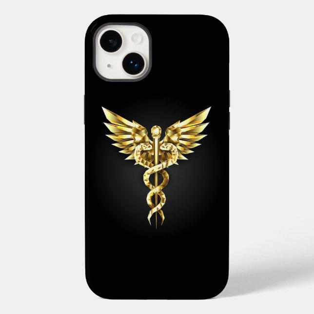 Gold Polygonal Symbol Caduceus Case-Mate iPhone Hülle (Rückseite)