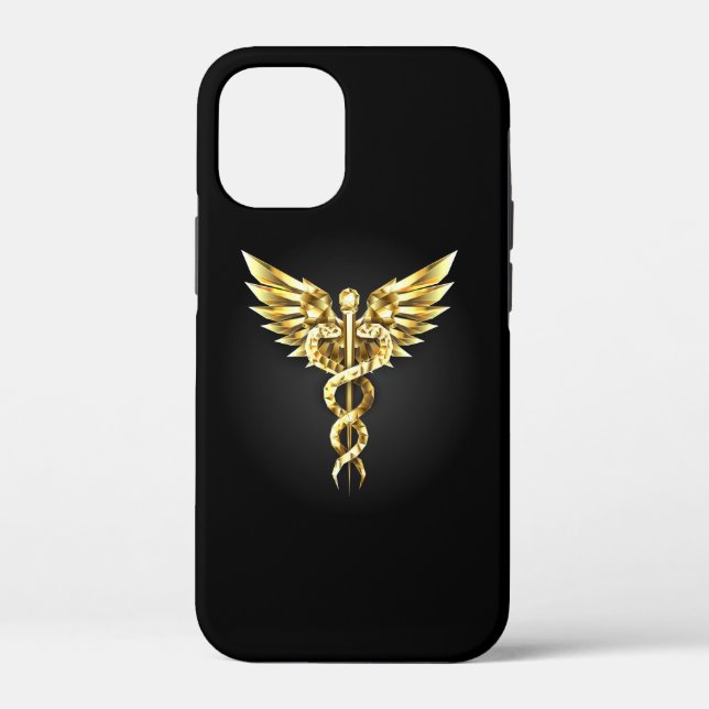 Gold Polygonal Symbol Caduceus Case-Mate iPhone Hülle (Rückseite)