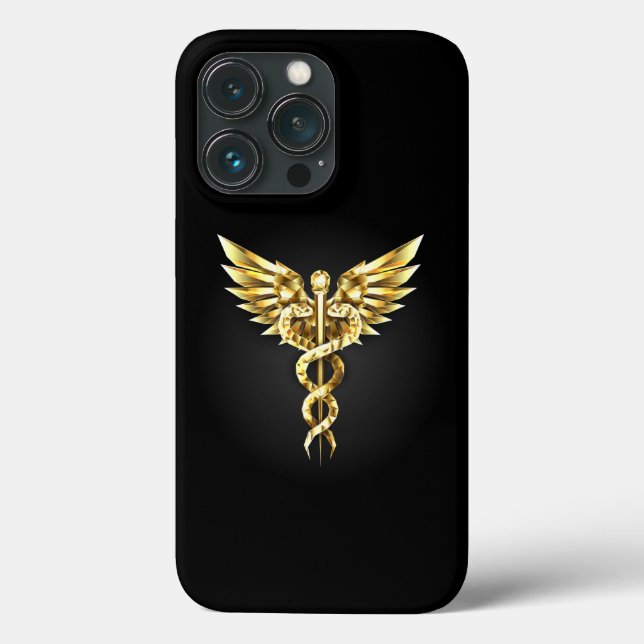 Gold Polygonal Symbol Caduceus Case-Mate iPhone Hülle (Rückseite)