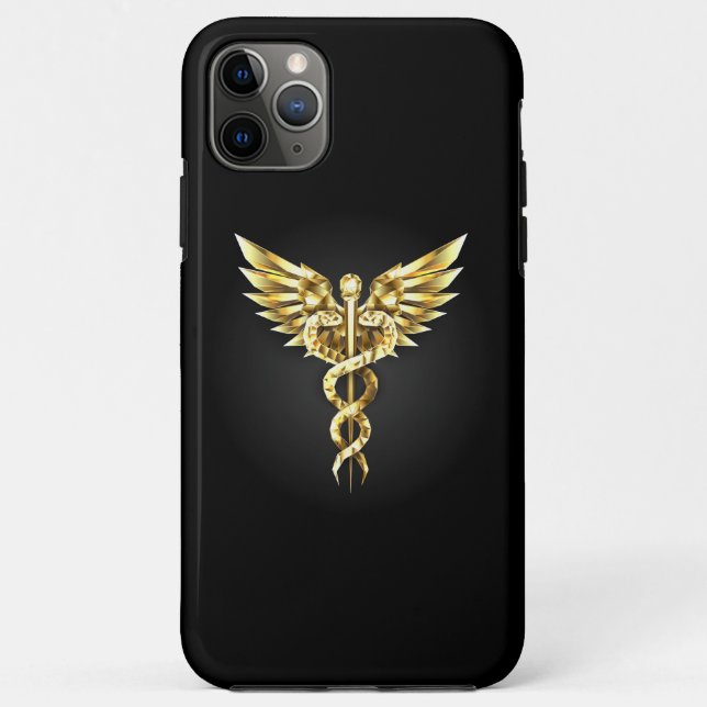 Gold Polygonal Symbol Caduceus Case-Mate iPhone Hülle (Rückseite)
