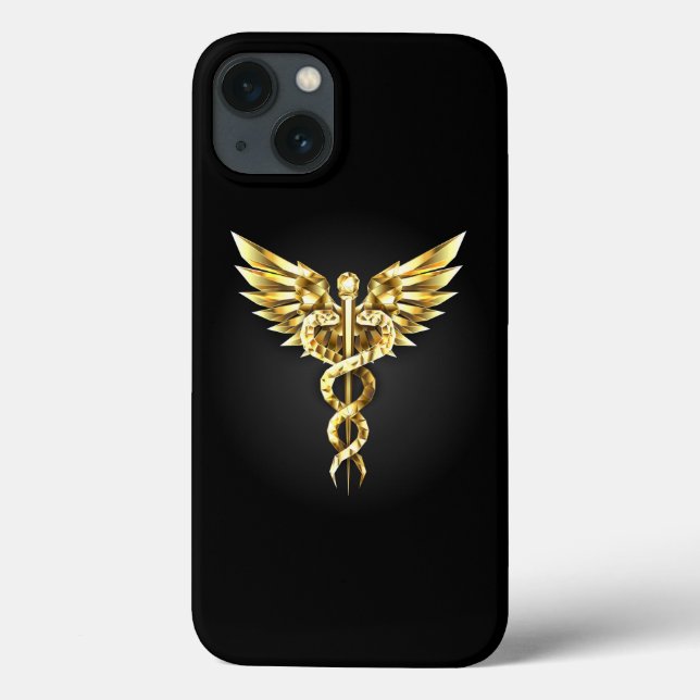Gold Polygonal Symbol Caduceus Case-Mate iPhone Hülle (Rückseite)