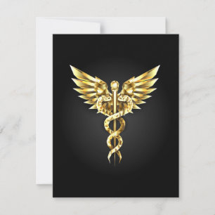 Gold Polygonal Symbol Caduceus Einladung