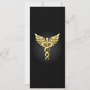 Gold Polygonal Symbol Caduceus Einladung