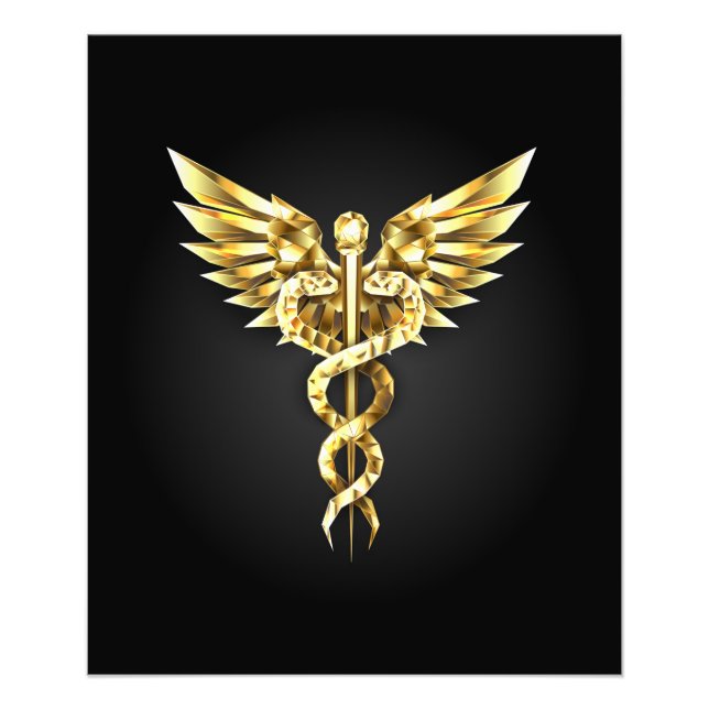Gold Polygonal Symbol Caduceus Fotodruck (Vorne)