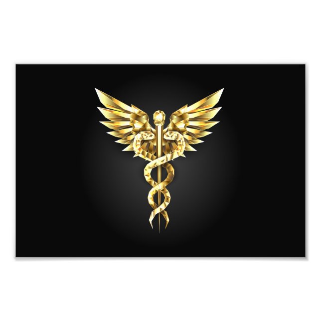 Gold Polygonal Symbol Caduceus Fotodruck (Vorne)