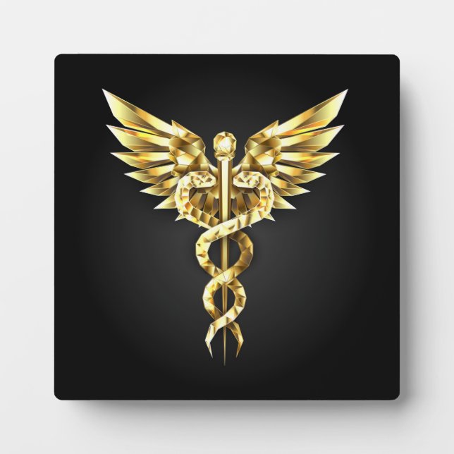 Gold Polygonal Symbol Caduceus Fotoplatte (Vorderseite)