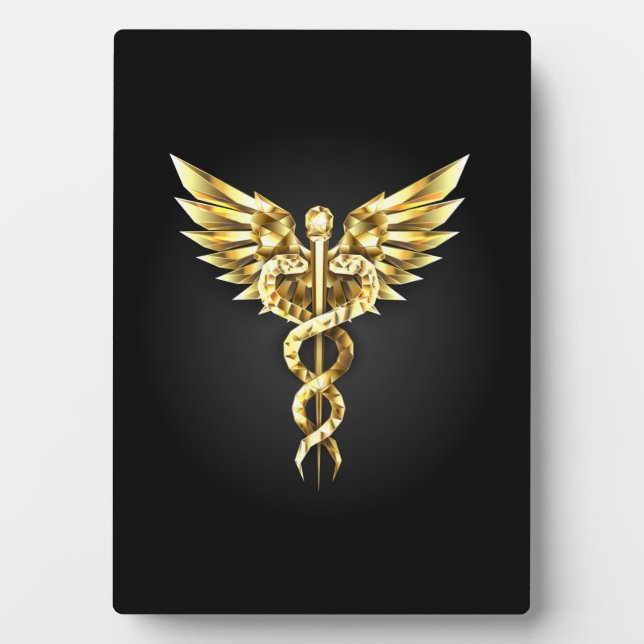 Gold Polygonal Symbol Caduceus Fotoplatte (Vorderseite)