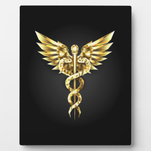 Gold Polygonal Symbol Caduceus Fotoplatte