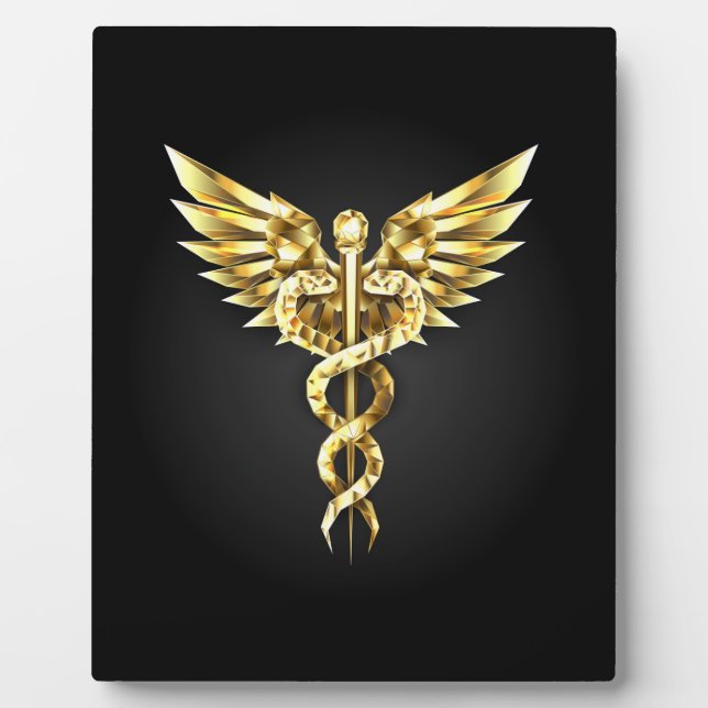 Gold Polygonal Symbol Caduceus Fotoplatte (Vorderseite)