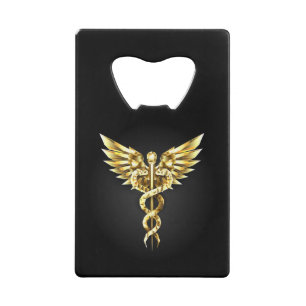 Gold Polygonal Symbol Caduceus Geldbeutel Flaschenöffner