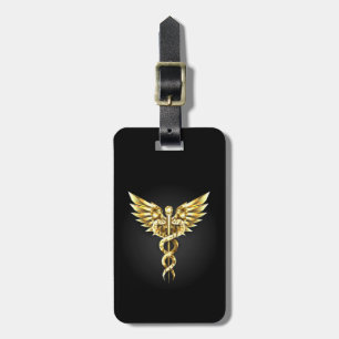 Gold Polygonal Symbol Caduceus Gepäckanhänger