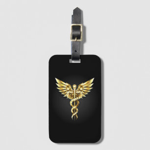 Gold Polygonal Symbol Caduceus Gepäckanhänger