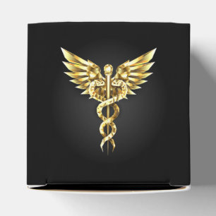 Gold Polygonal Symbol Caduceus Geschenkschachtel