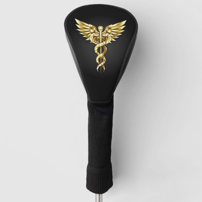 Gold Polygonal Symbol Caduceus Golf Headcover (Vorderseite)