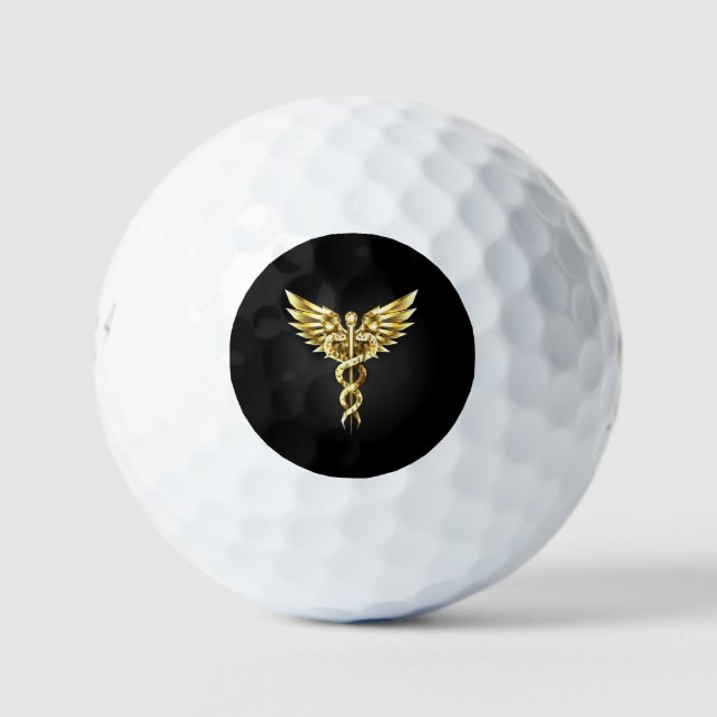 Gold Polygonal Symbol Caduceus Golfball (Vorderseite)
