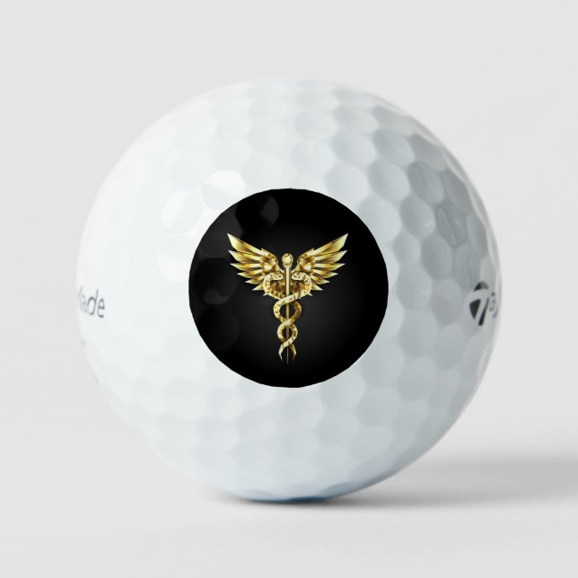 Gold Polygonal Symbol Caduceus Golfball (Vorderseite)
