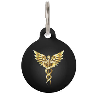 Gold Polygonal Symbol Caduceus Haustiermarke