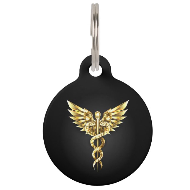 Gold Polygonal Symbol Caduceus Haustiermarke (Vorderseite)