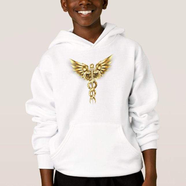 Gold Polygonal Symbol Caduceus Hoodie (Vorderseite)