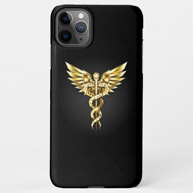 Gold Polygonal Symbol Caduceus iPhone Hülle (Rückseite)