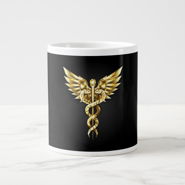 Gold Polygonal Symbol Caduceus Jumbo-Tasse (Vorderseite)