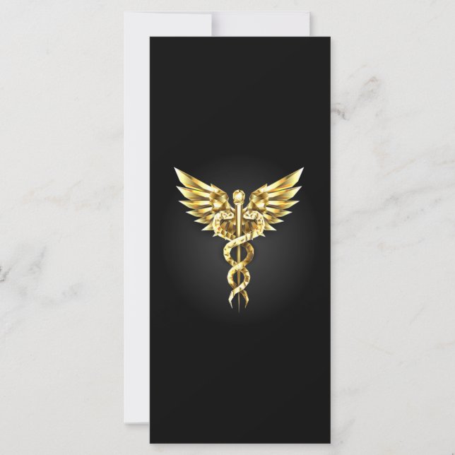 Gold Polygonal Symbol Caduceus Karte (Vorderseite)