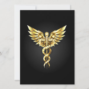 Gold Polygonal Symbol Caduceus Karte