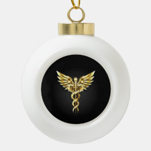 Gold Polygonal Symbol Caduceus Keramik Kugel-Ornament