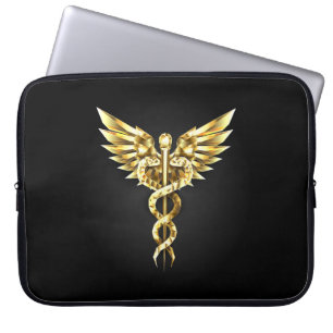 Gold Polygonal Symbol Caduceus Laptopschutzhülle