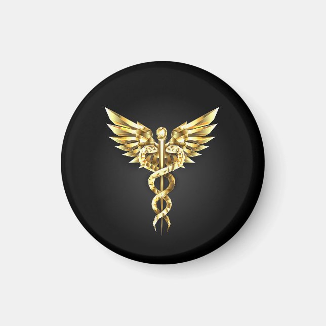 Gold Polygonal Symbol Caduceus Magnet (Vorne)
