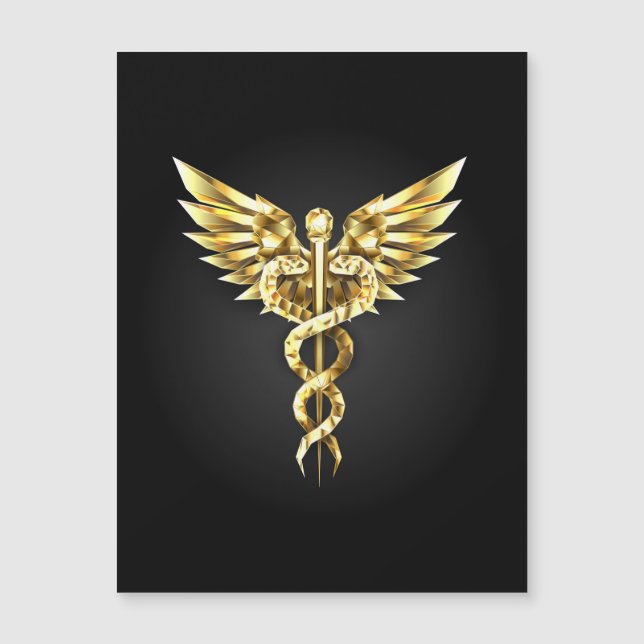 Gold Polygonal Symbol Caduceus Magnetkarte (Vorderseite)