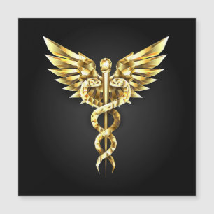 Gold Polygonal Symbol Caduceus Magnetkarte