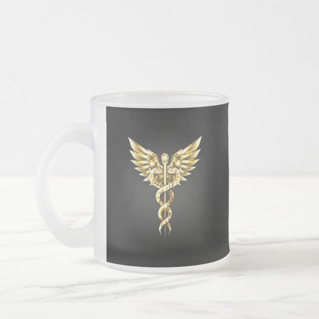 Gold Polygonal Symbol Caduceus Mattglastasse (Links)
