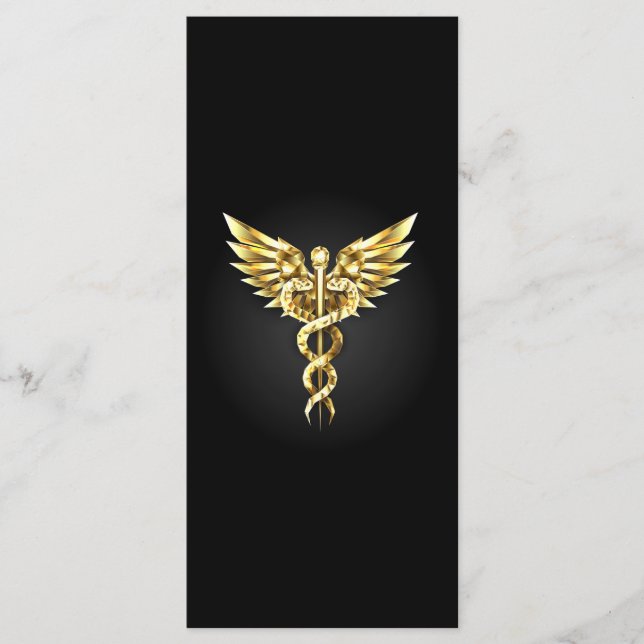 Gold Polygonal Symbol Caduceus Menükarte (Vorderseite)