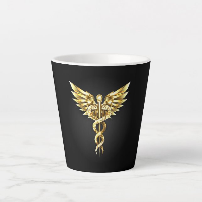 Gold Polygonal Symbol Caduceus Milchtasse (Vorderseite)