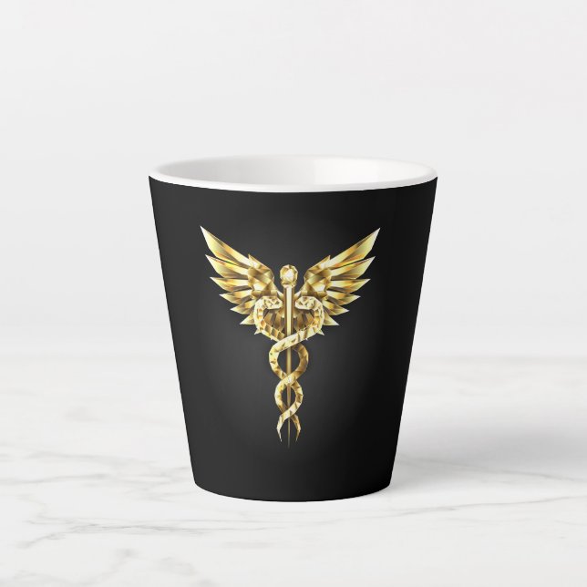Gold Polygonal Symbol Caduceus Milchtasse (Vorderseite)