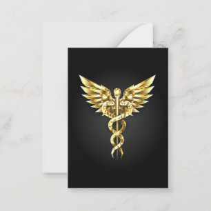 Gold Polygonal Symbol Caduceus Mitteilungskarte
