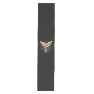 Gold Polygonal Symbol Caduceus Mittelgroßer Tischläufer