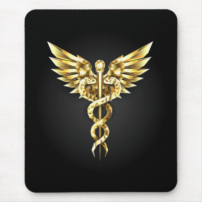 Gold Polygonal Symbol Caduceus Mousepad (Vorne)