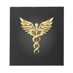 Gold Polygonal Symbol Caduceus Notizblock