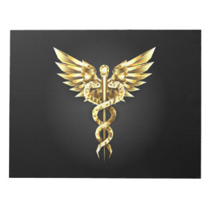 Gold Polygonal Symbol Caduceus Notizblock
